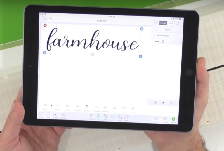 type the word farmhouse into design space for the stencil