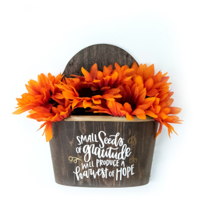Fall Stained Wood Flower Display With Vinyl