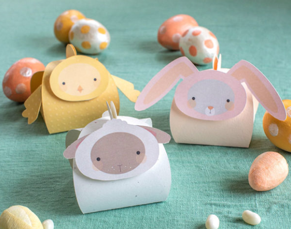 Print Then Cut Easter Animal Treat Boxes including bunny, chick, and lamb