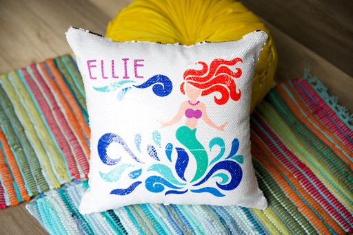 sequin flip pillow made with sublimation