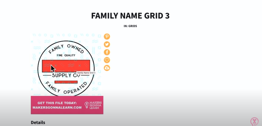 Family Name Grid For Cut File Designs