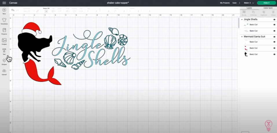 Santa Mermaid And Jingle Shells Cut File Design