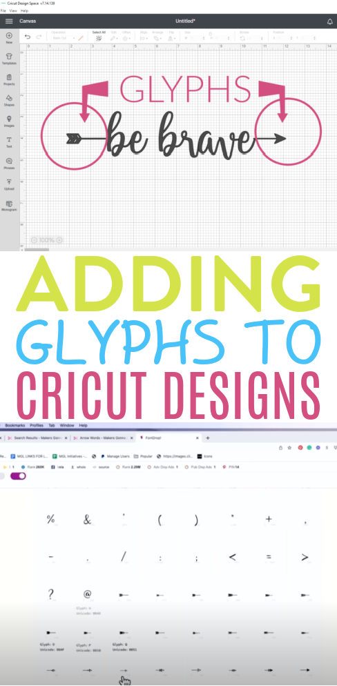 Adding Glyphs To Cricut Designs