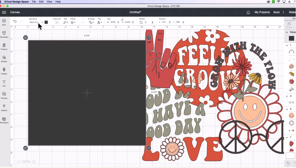 Add A Square And Your Cut Files To The Canvas In Design Space